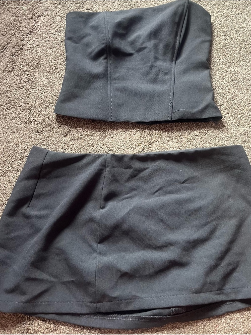 Edikted Black Strapless Mini Skirt Set